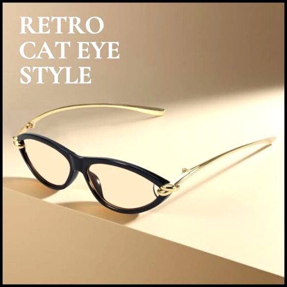 Polarized Cat Eye Sunglasses with Gold Accents, Plastic Frame main image 5